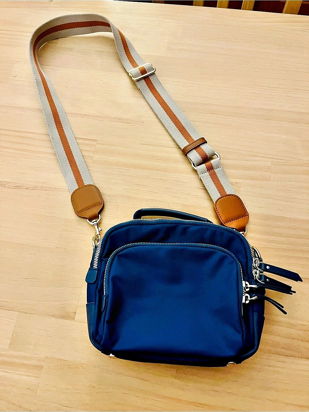 Quince Blue Nylon Crossbody Bag with Guitar Strap - 8β wide x 7β High!